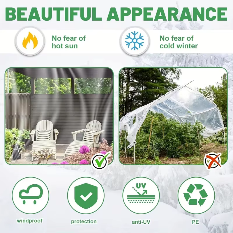 Bâches transparentes imperméables avec œillets - Couverture extérieure multi-usages pour patio