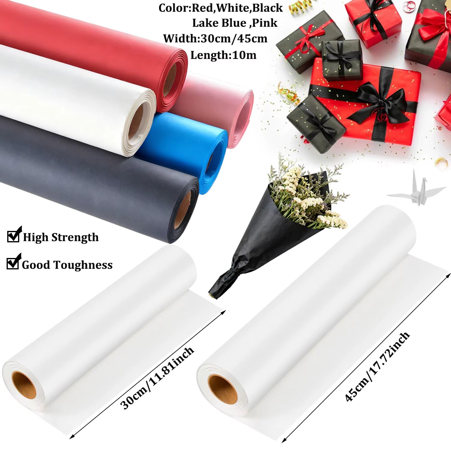 1 rouleau de papier kraft noir pour emballage cadeau et artisanat