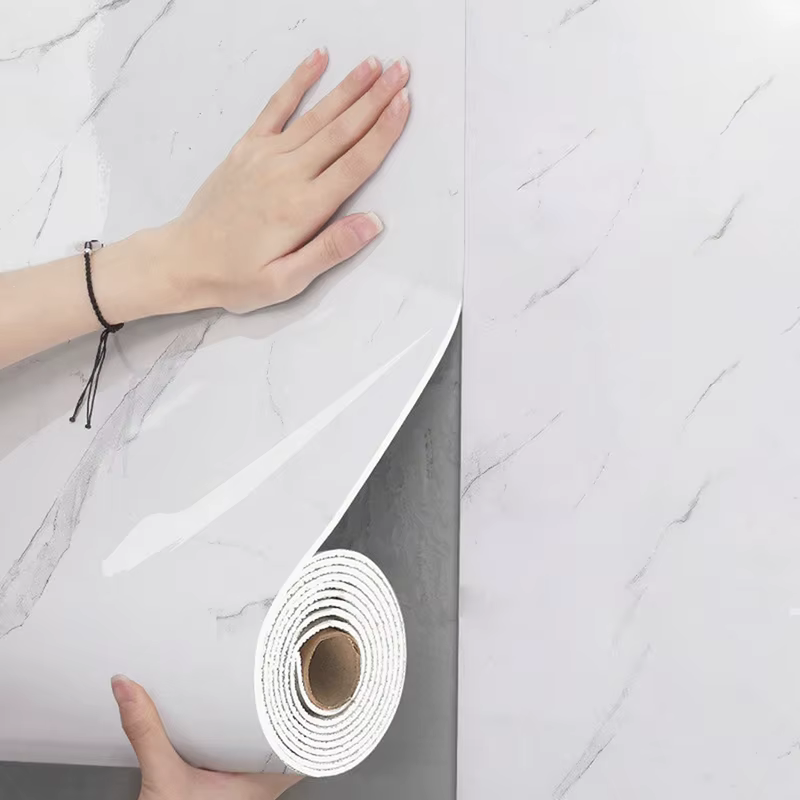 1 rouleau de papier peint auto-adhésif imitation carrelage en marbre