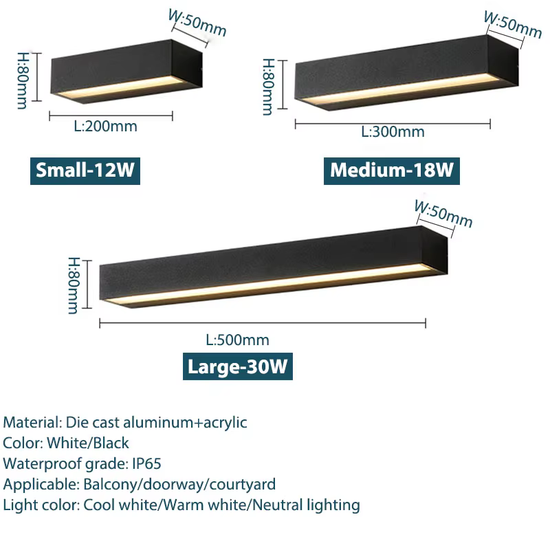 Applique Murale LED en Aluminium Imperméable Conforme à la Norme IP65