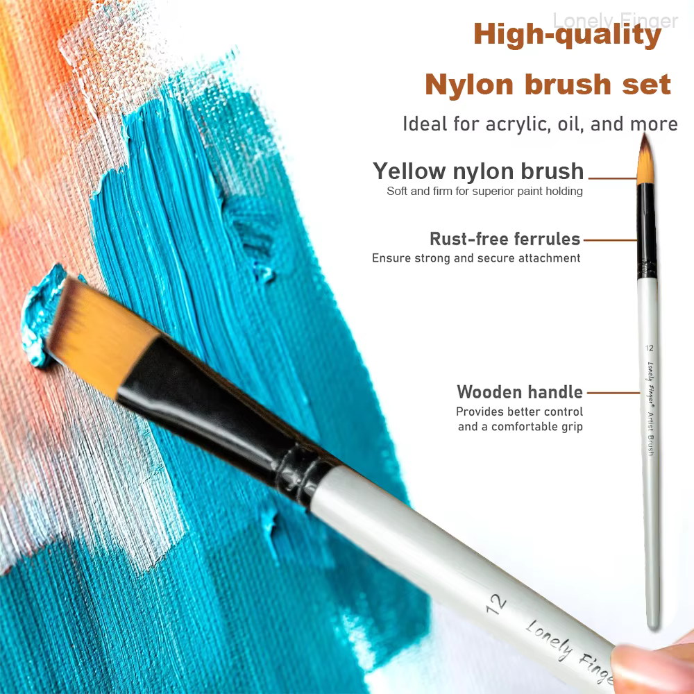Pinceaux ronds et angulaires pour peinture acrylique