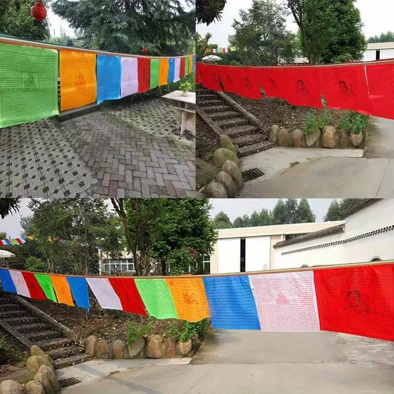 Drapeaux de prière bouddhiste, fournitures de prière, prières colorées, écriture en soie artificielle, drapeaux de jardin, décorations, accessoires