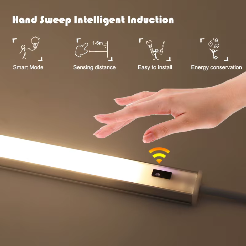 Lumière LED sous-meuble lumières pour cuisine interrupteur de balayage manuel PIR capteur de mouvement placard garde-robe lampe 30/40/50 cm LED veilleuse