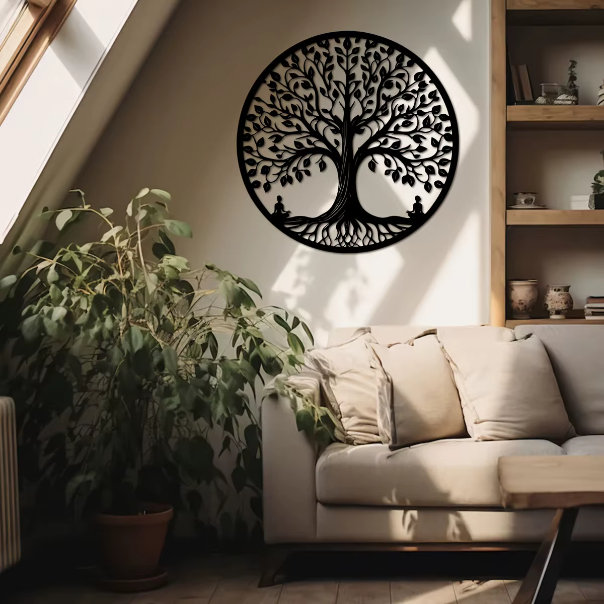 [Nature Tree] Art mural rétro arbre de vie en fer 1 pièce