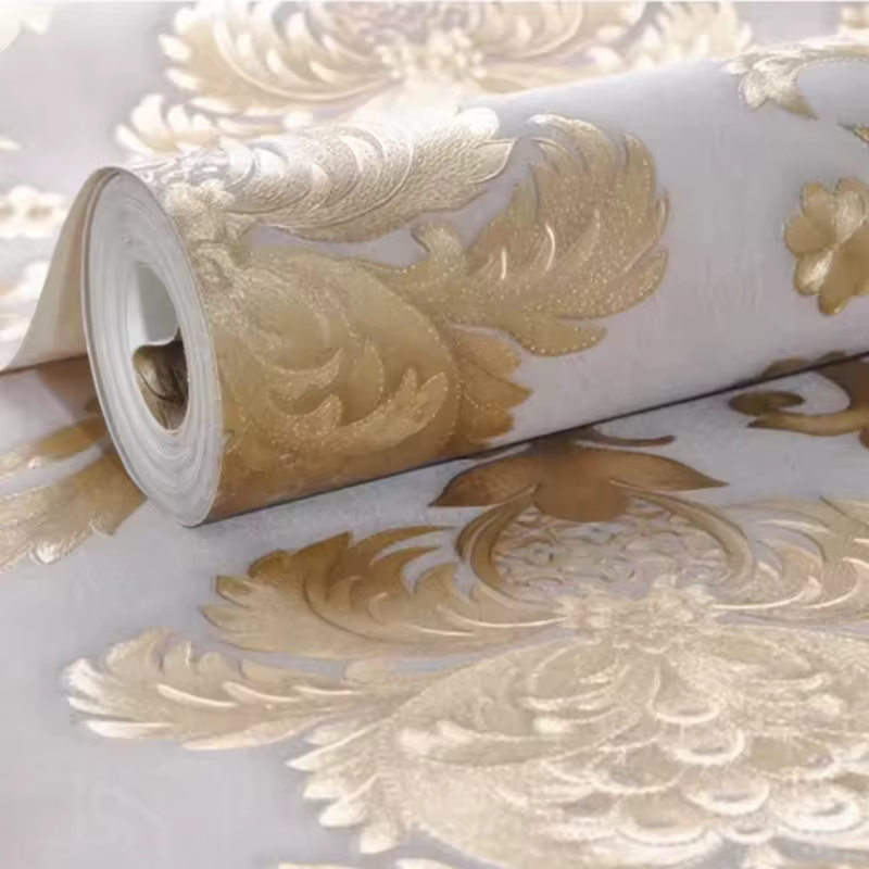 1 rouleau de papier peint doré de 53cm de large