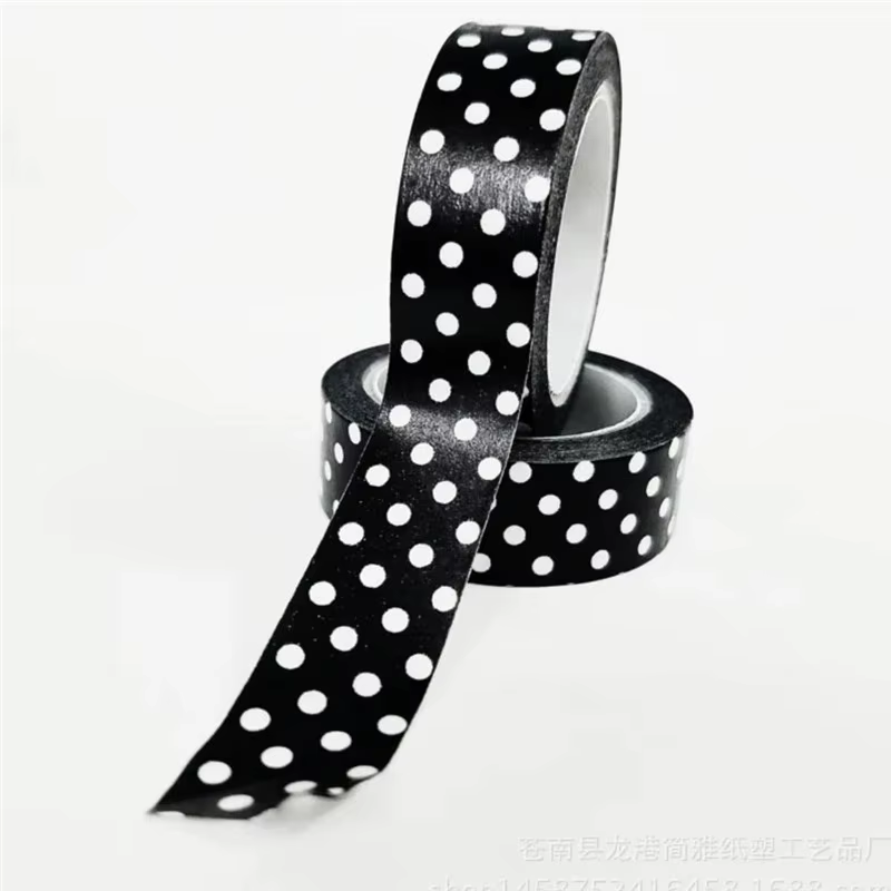 1 rouleau de ruban adhésif japonais Washi noir et blanc
