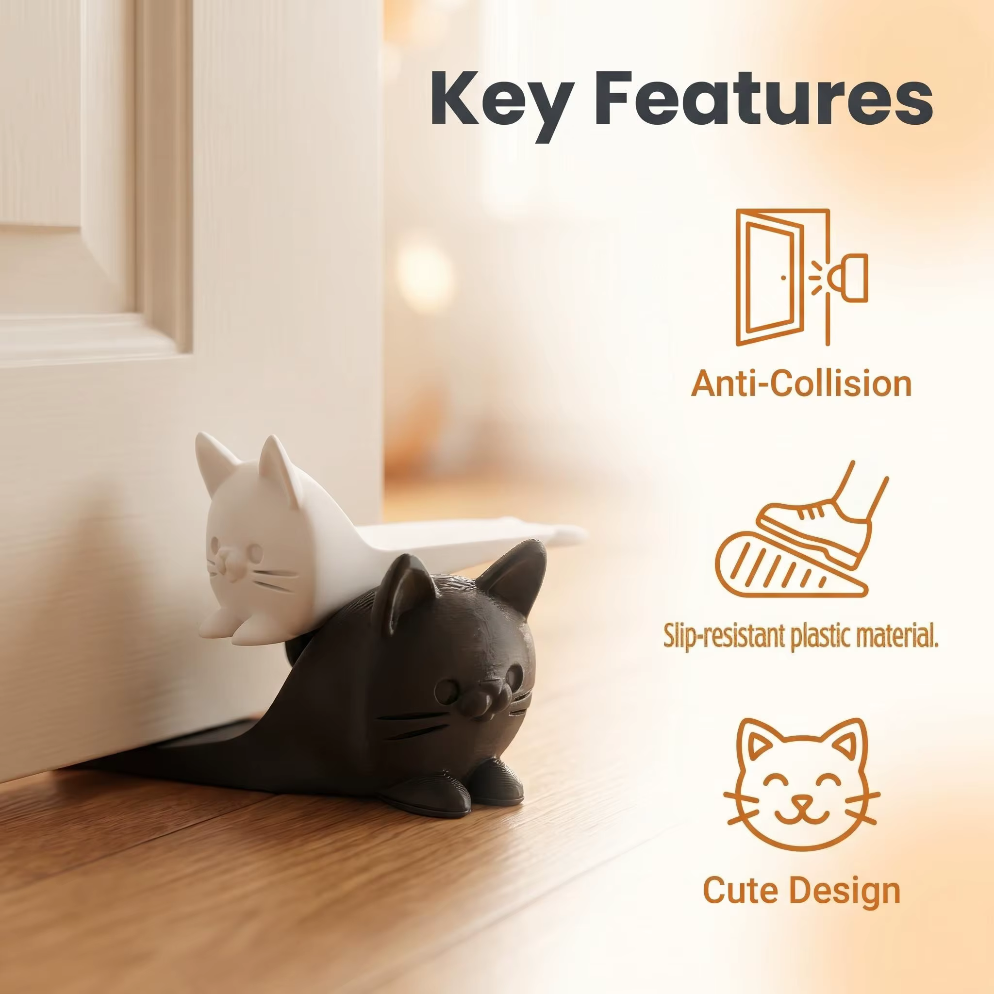 Butoir de porte en forme de chat mignon, cale antidérapante robuste, empêche les chocs et les rayures, cadeau pour les amoureux des animaux