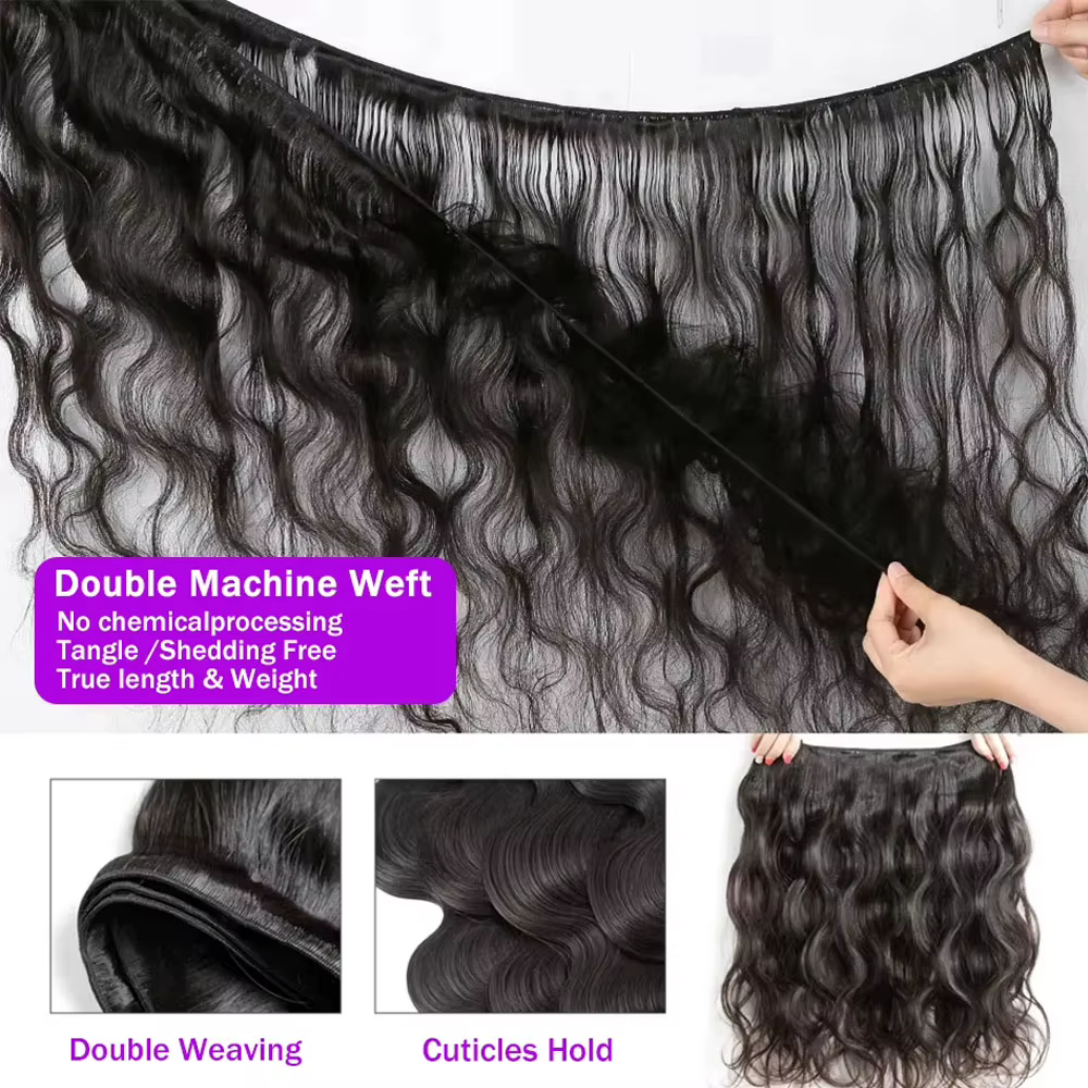 Paquets de vague de corps cheveux humains 1/3/4 paquets de cheveux humains couleur noire naturelle paquets d'armure vierge brésilienne Extensions de cheveux