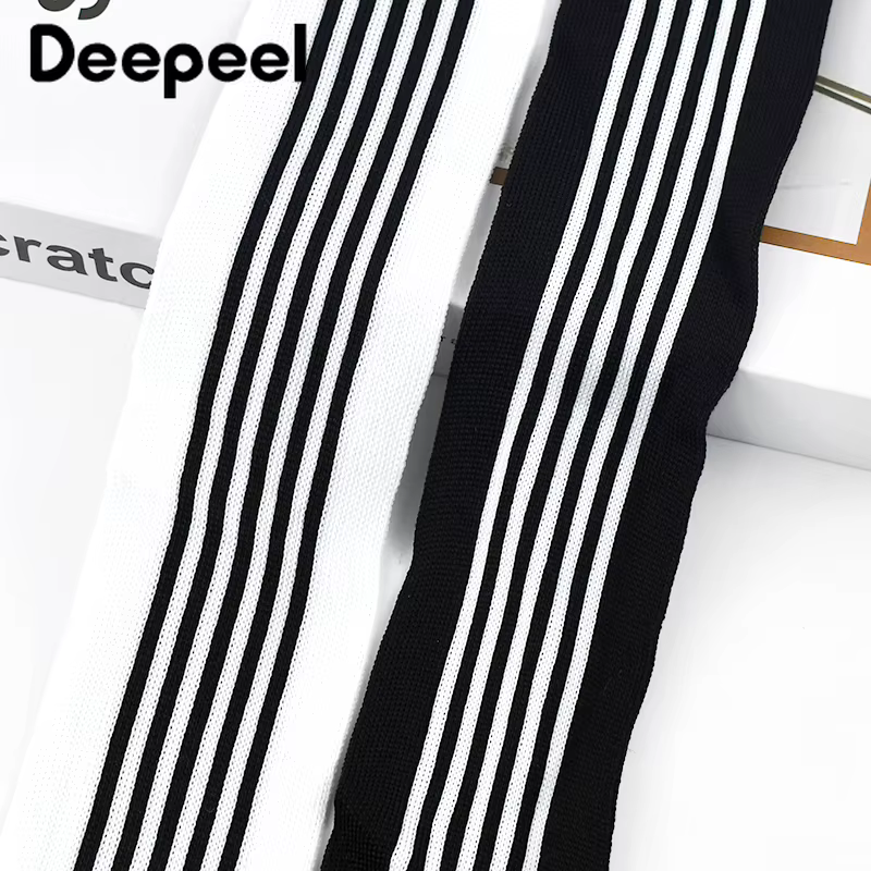 Ruban en Polyester tricoté à rayures noires et blanches