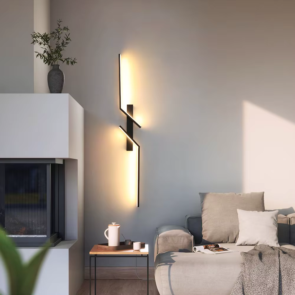 Lampe murale LED longue et moderne avec variateur de lumière à distance pour salon, chambre à coucher et éclairage d'ambiance domestique 