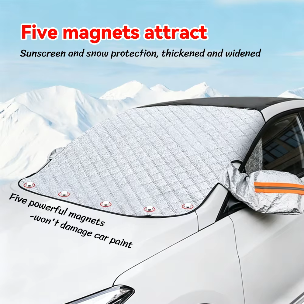 Couverture de pare-brise de voiture toutes saisons, protection solaire épaisse, protection contre la neige, protection anti-UV, protection contre le gel pour berline et SUV, imperméable, résistante à