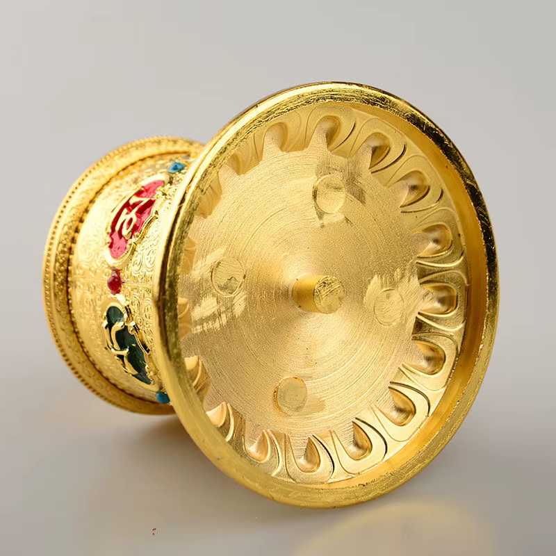 Roue de prière artisanale tibétaine en alliage, écriture gravée de Bouddha, objets de collection, cadeau de voiture, décoration d'intérieur et de bureau