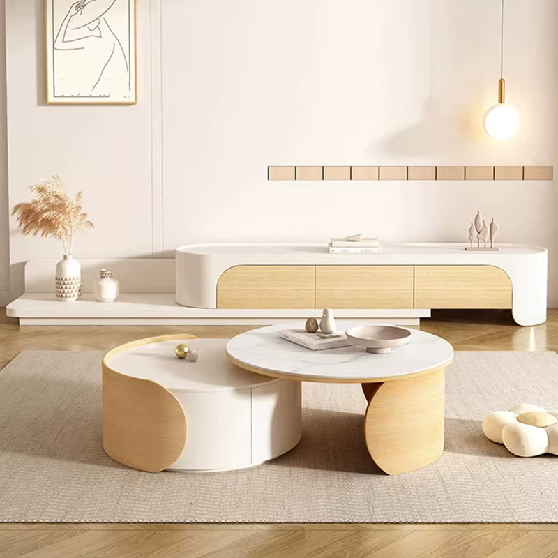 Tables basses européennes de rangement, esthétique de luxe, style italien moderne, table basse vintage, meubles de salon