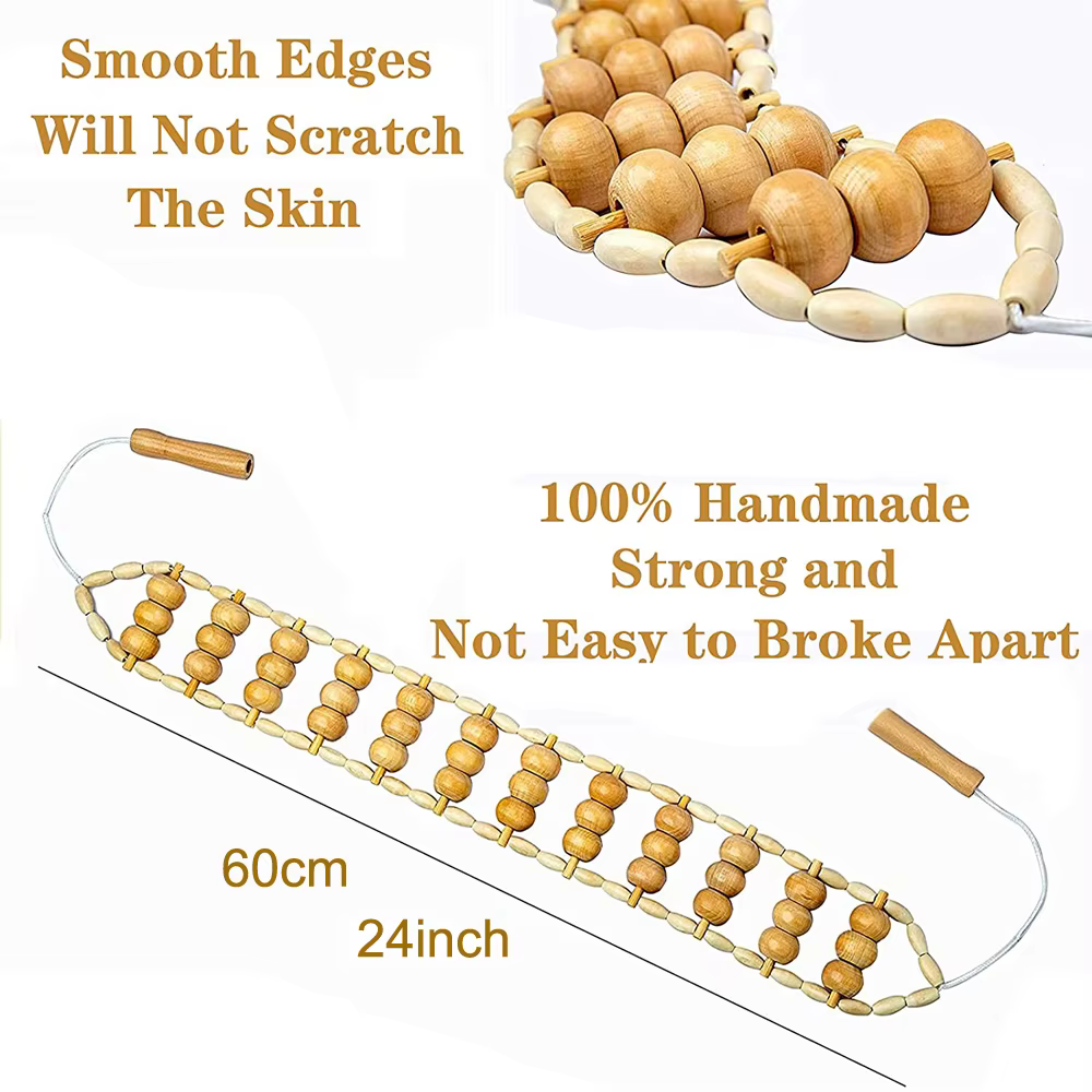 Corde à rouleau de Massage en bois, 1 pièce, pour le Drainage lymphatique et la sculpture du corps, outil de Massage du dos portatif pour soulager les douleurs musculaires