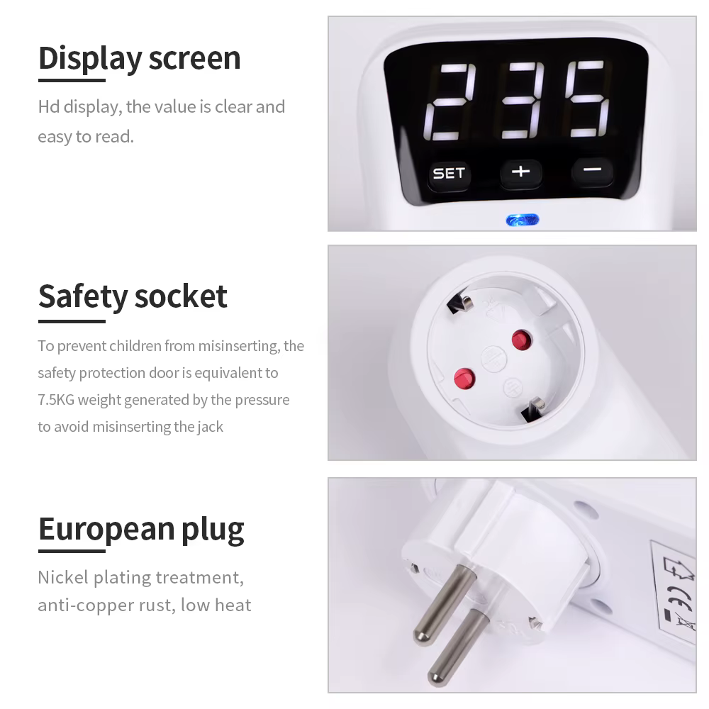Nouvelle prise de Protection de tension réglable AC 230V 16A, Protection contre les surtensions automatique, prise ue, Protection contre les surtensions