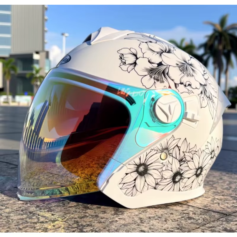 Casque de moto électrique léger pour femmes en été, Protection solaire et demi-casque respirant, casque quatre saisons pour hommes