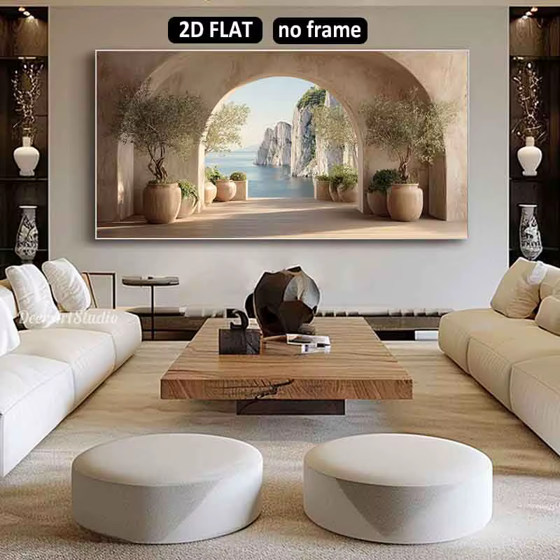 [2D Plat] 1 pièce 23.6X47.2in 60cmX120cm Peinture décorative murale polyvalente en toile de haute qualité sans cadre