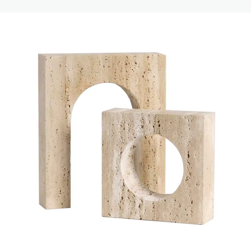 Ornements géométriques en pierre naturelle, artisanat moderne, décoration de bureau, œuvre d'art créative en forme d'arche, statue en pierre, décoration esthétique de la pièce