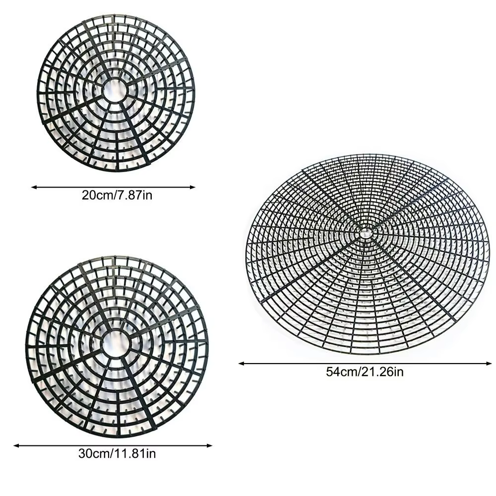 Grille de protection respirante en maille pour pot de plantes, avec découpes à pointes pour la protection du sol, et piquets inclus