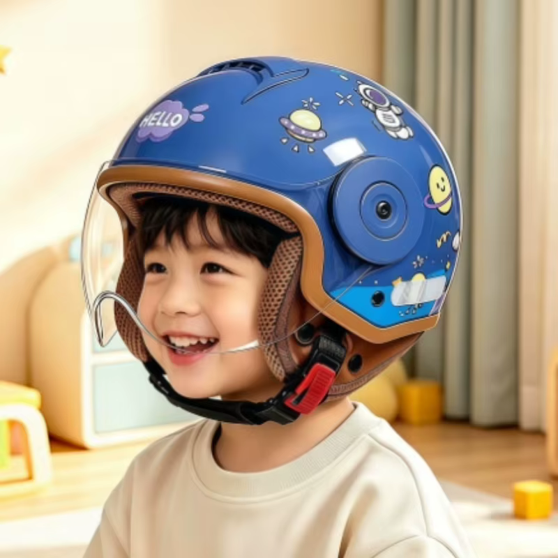 Casque enfant tendance pour les 3-12 ans, casque moto confortable avec dessin animé, casque de sécurité protecteur pour enfants