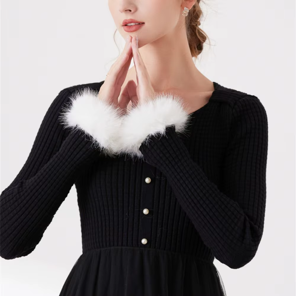 Poignets détachables à la mode pour femmes, longs poignets en peluche blancs/noirs, automne hiver, poignets chauds coupe-vent
