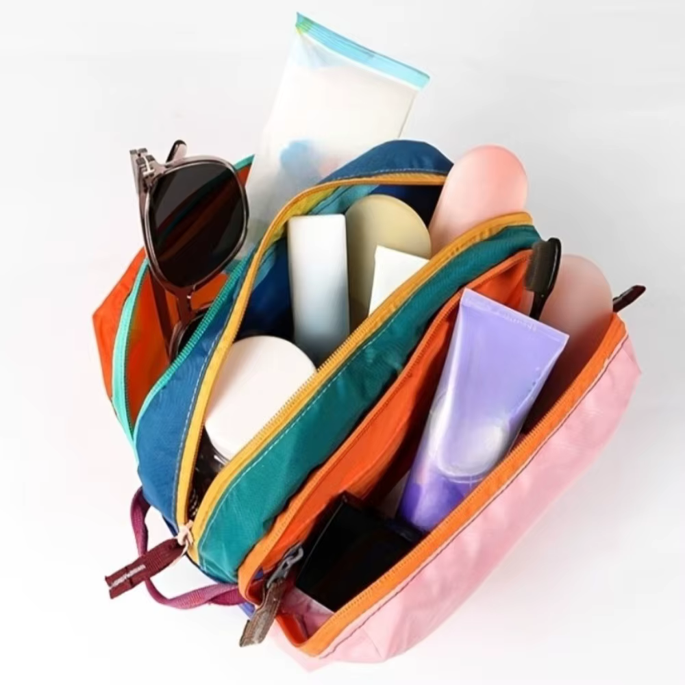 Étui de voyage pour pinceaux de maquillage, organiseur de cosmétiques avec compartiments pour pinceaux, couleur dopamine, pochette de rangement portable pour produits de beauté