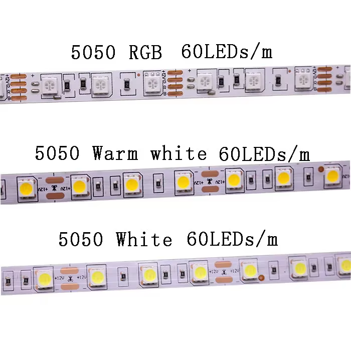 Bande LED 5050 SMD 12V lumière flexible 60LED/m,5m 300LED, blanc, blanc chaud, blanc froid bleu, vert, rouge, jaune NW RGBW RGB IP20 IP65