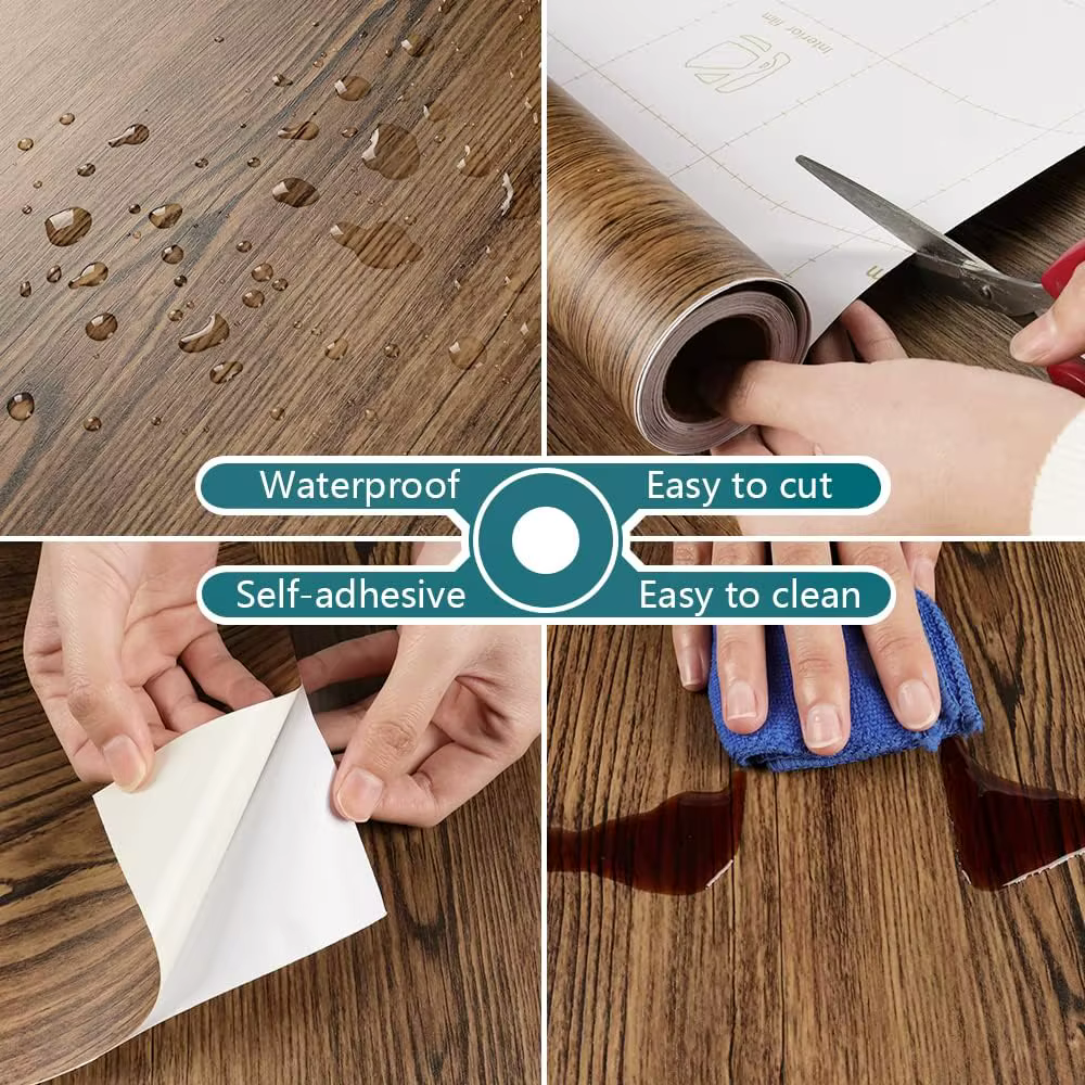 Rouleau de papiers peints en vinyle imitation bois, autocollants muraux imperméables pour la décoration de la chambre, du mobilier, du bureau, de la rénovation des placards