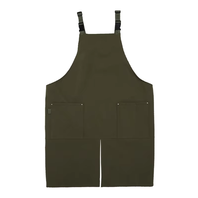 Tablier de logo personnalisé avec le coton imperméable de toile de conception divisée pour la cuisine de restaurant de café