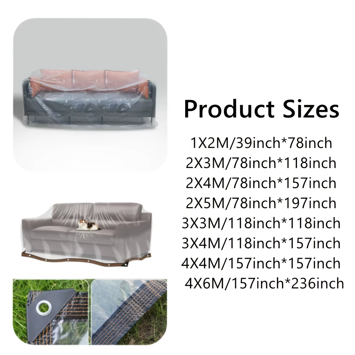Housse de protection transparente rectangulaire pour meubles
