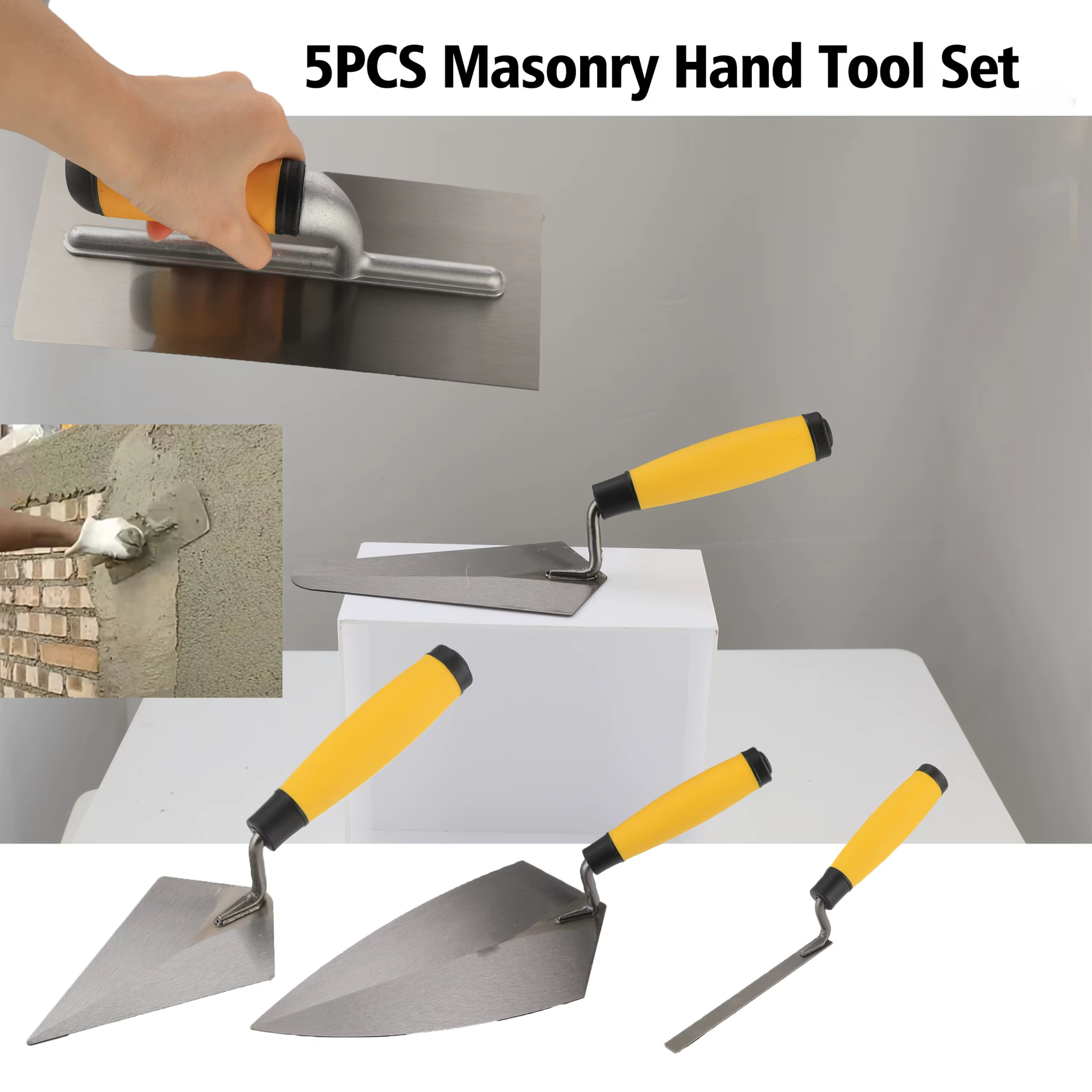 5 pièces Mason Set manche en bois en acier au carbone