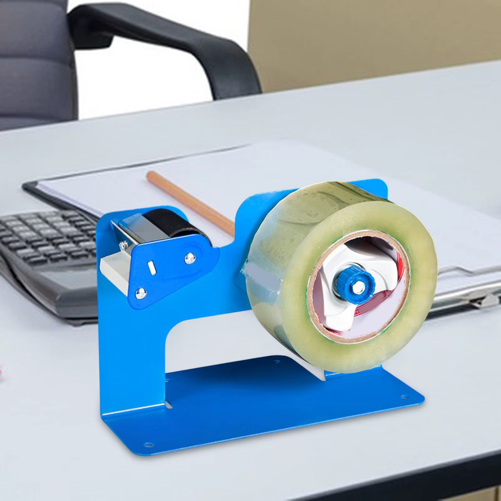 Grand distributeur de ruban adhésif de bureau bleu