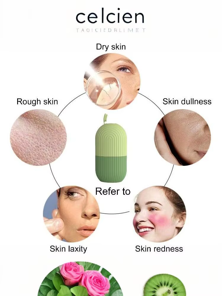 Rouleau de glace pour le visage, moule à glace en silicone pour massage beauté, pour les poches sous les yeux, rouleau facial rétrécissant les pores, moule multifonctionnel ▪