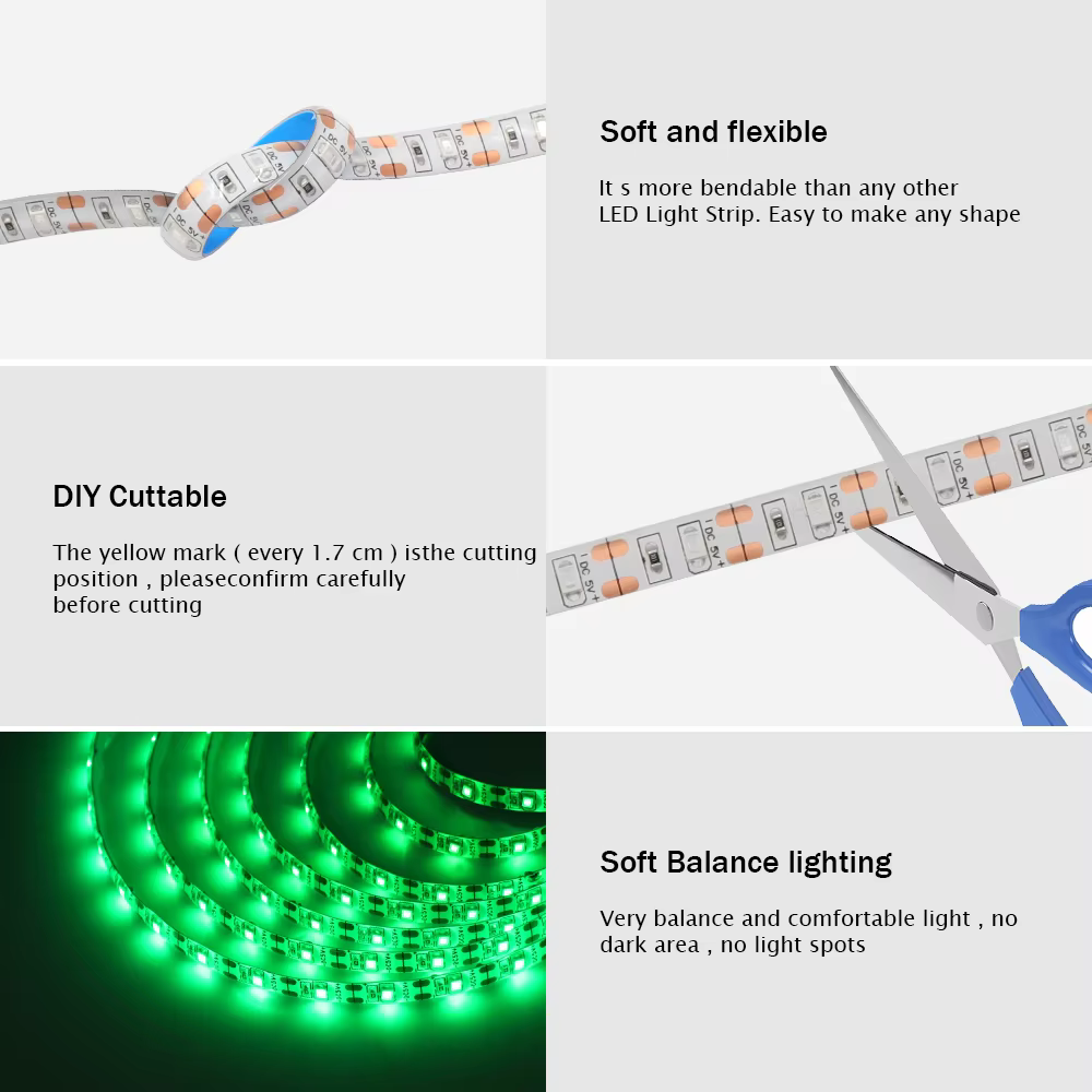 5V 2835 LED bande lumineuse USB 60 LED s/m Flexible Fita LED bande avec interrupteur blanc chaud blanc LED étanche lumières pour la décoration de la pièce