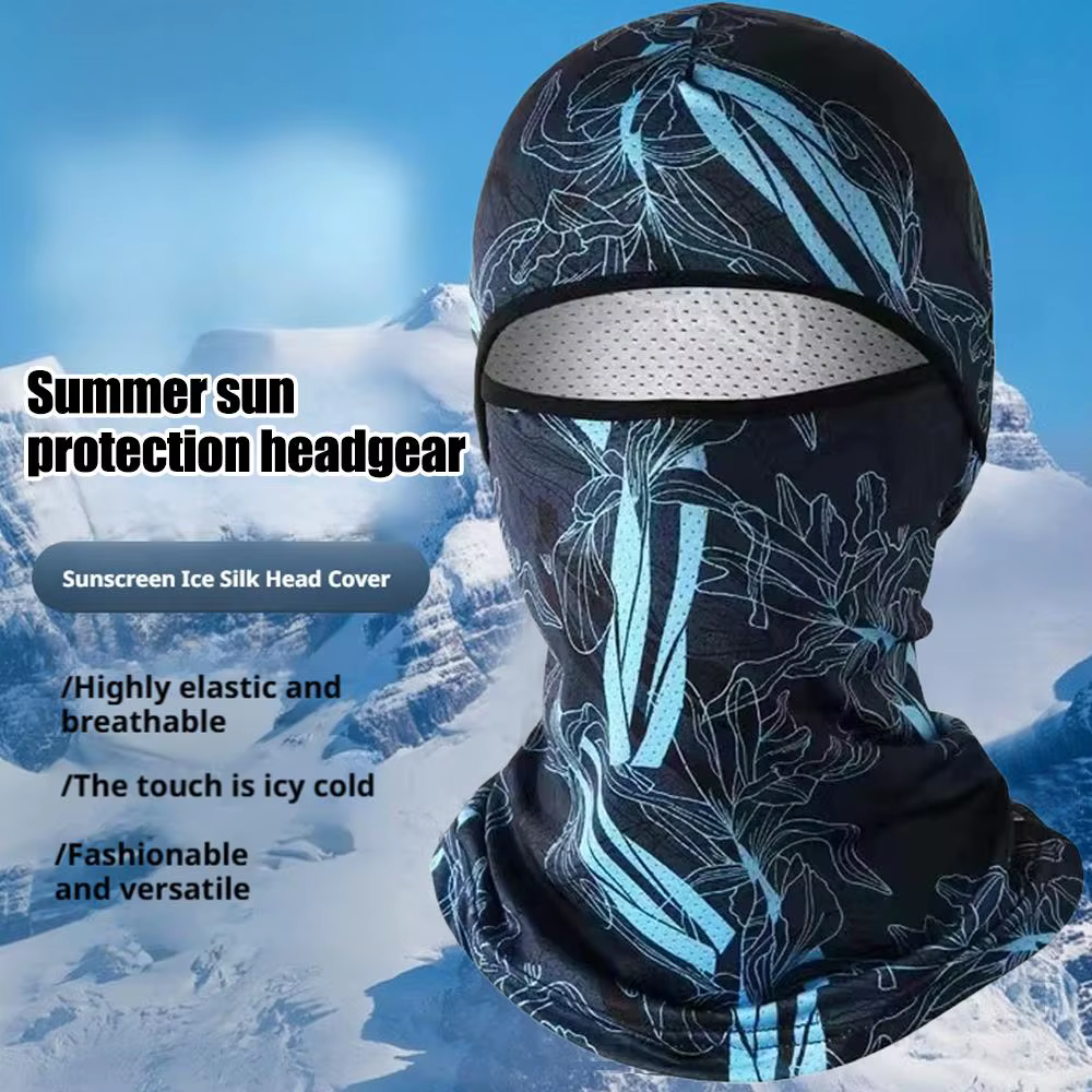 Cagoule de Protection solaire, casquette de cyclisme complète, Protection UV, vélo moto, masque complet en soie glacée pour cyclisme et ski