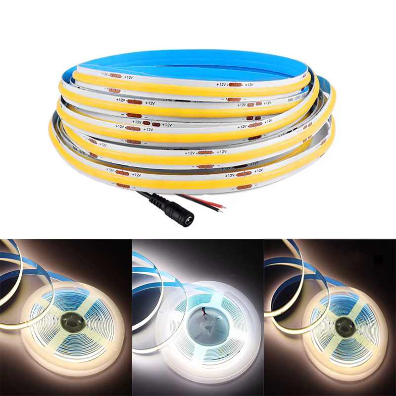 Bande lumineuse LED COB haute densité, diode flexible, ruban blanc chaud, 12V, 24 V, 320LED/m, 0.5m, 1m, 2m, 3m, 4m, 5m, 10m