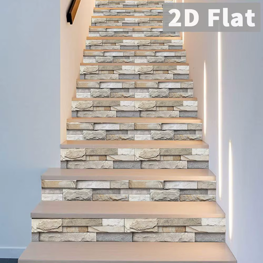 Autocollant d'escalier en imitation pierre de couleur claire