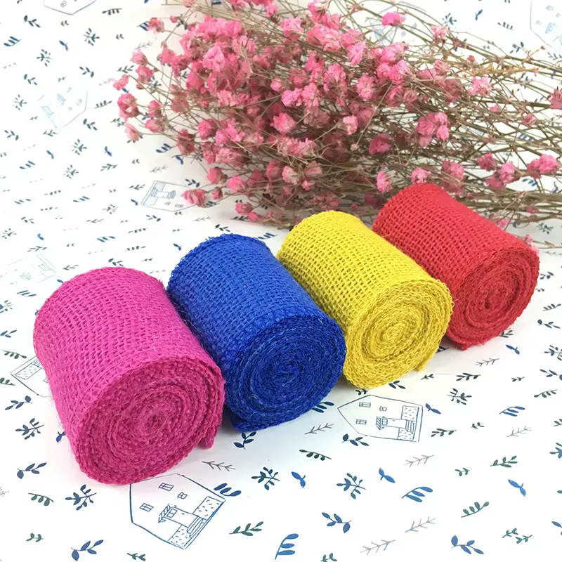 Ruban en Toile de Jute Naturelle Colorée