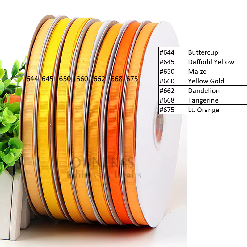 Ruban gros-grain jaune/Orange 100Yards 6/9/13/16/25/38mm