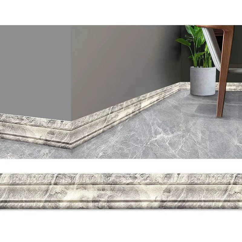 Papier peint texturé 3D de 2,3 m, décoration de plinthe, autocollant mural imperméable pour salon et chambre à coucher