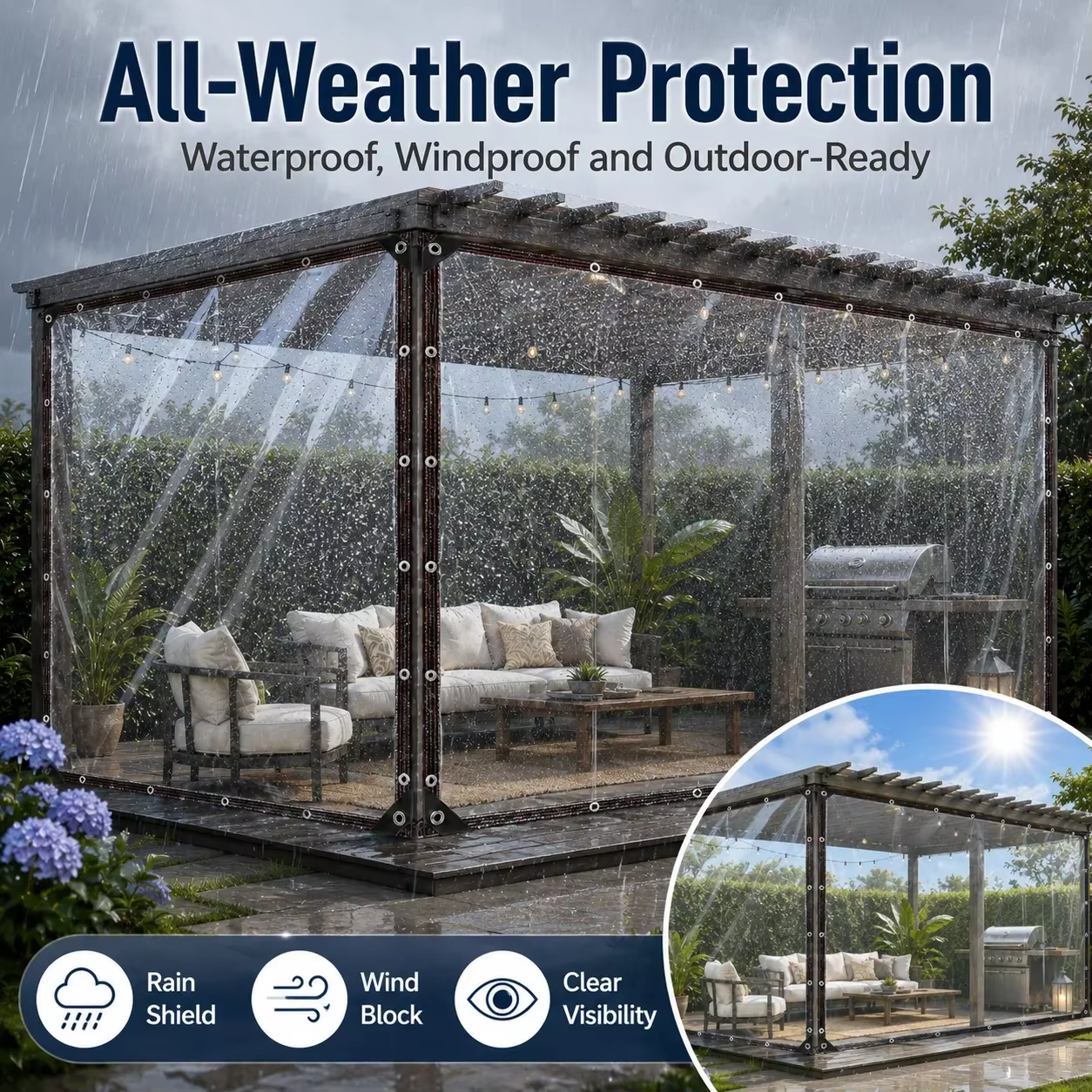 Bâche transparente imperméable pour jardin