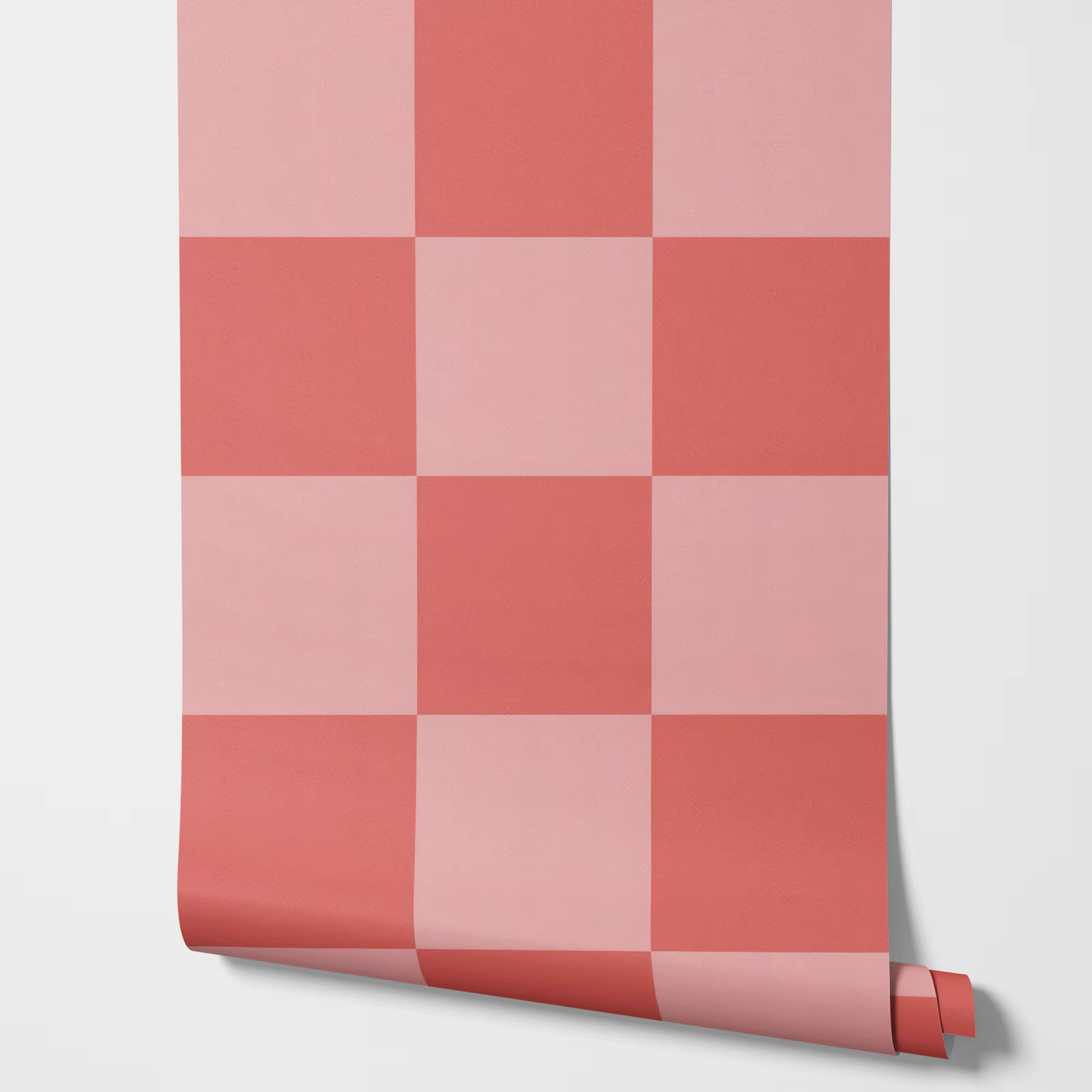 Papier peint moderne rose à carreaux surdimensionnés