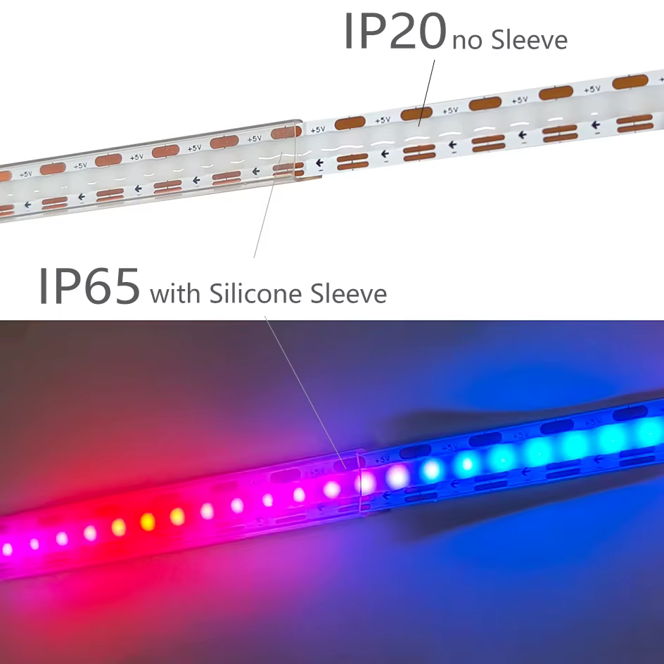 Bande lumineuse WS2812B IP65 DC5V SPI RGB-IC, 160 diodes, adressable individuellement, Pixels intelligents, noir et blanc, étanche