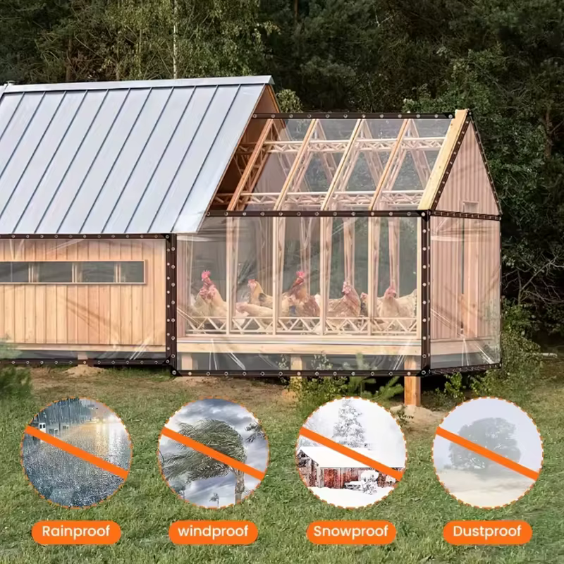 Bâche transparente imperméable légère pour ombrage et protection contre la pluie