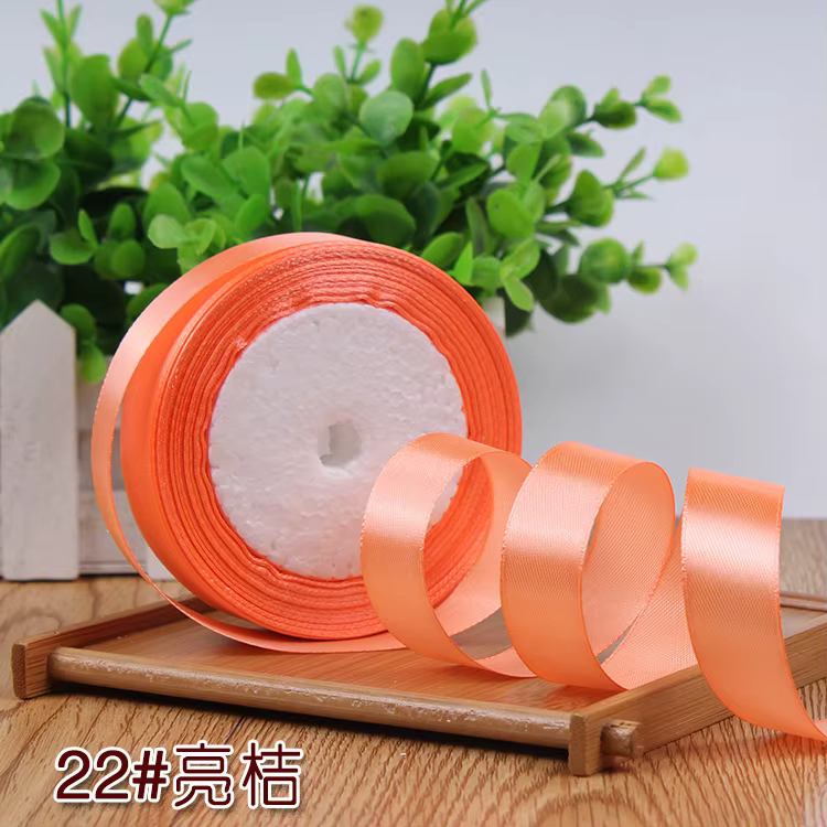 Rubans en Satin de soie jaune Orange or 6-10-15-20-25-40-50mm