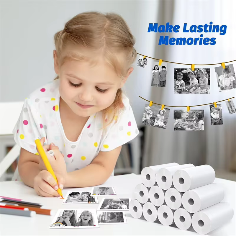Rouleau de papier thermique auto-adhésif pour imprimante de poche, Mini papier photo Portable pour appareil photo, fournitures d'impression à domicile, 1/5 rouleau