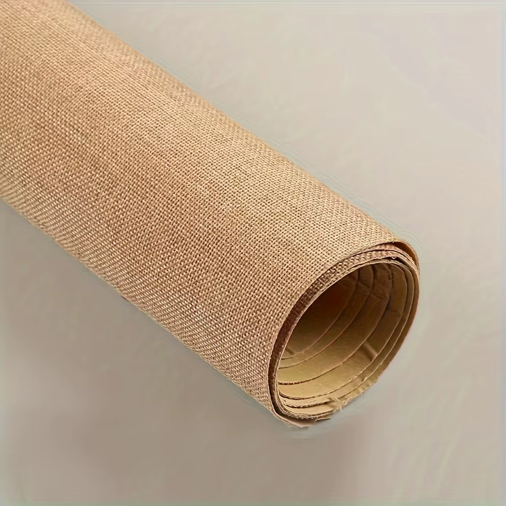 Rouleau de papier en toile de jute auto-adhésif 50x148 cm - Matériel artisanal polyvalent pour boîtes cadeaux