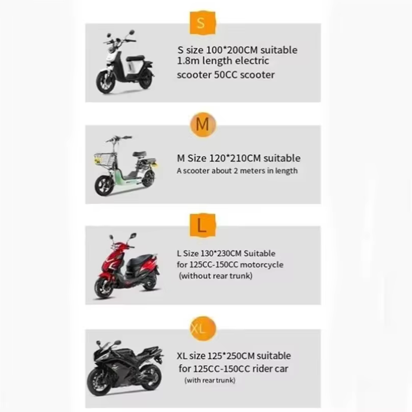 Housse de protection pour moto, vélo, scooter, imperméable, anti-poussière, anti-UV, protection solaire, pour l'extérieur et l'intérieur