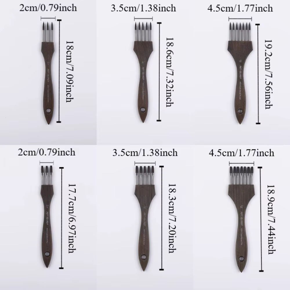 Pinceau de peinture à pointe pointue/plat à dents multiples