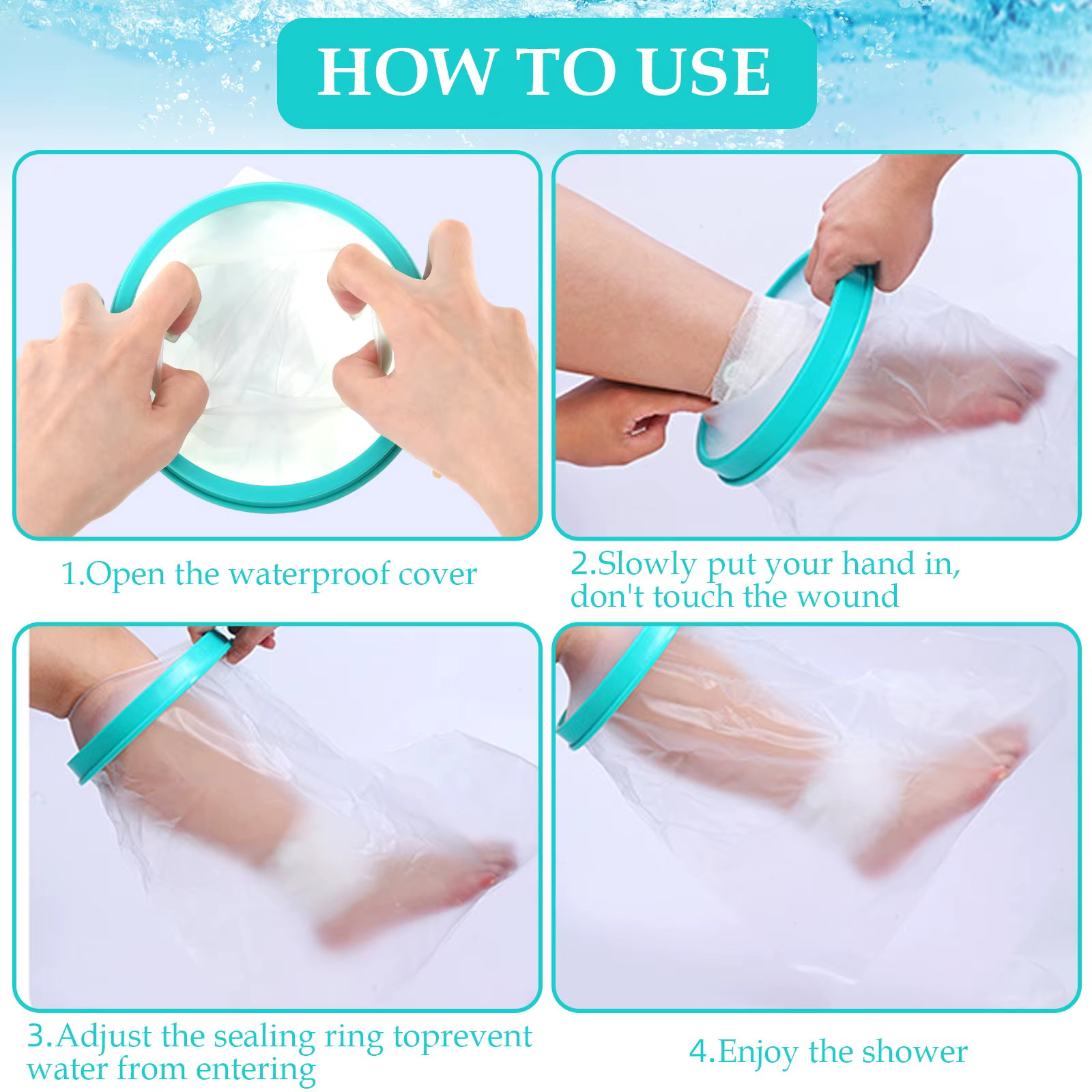 Couvre-pieds moulés pour douche, bandage de douche étanche et protecteur moulé pour douche et bain, protection étanche pour enfants